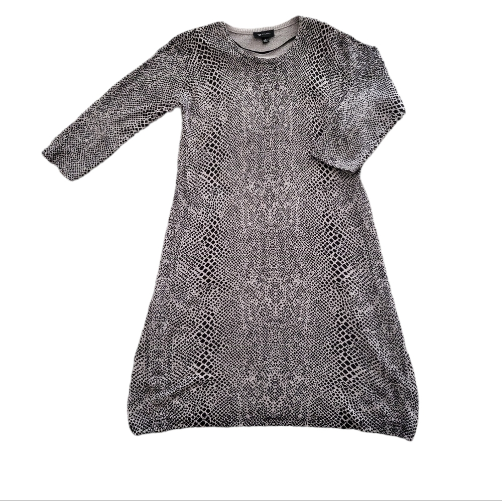 EUC AB Studio women's snakeskin animal print soft sweater dress, L, brown